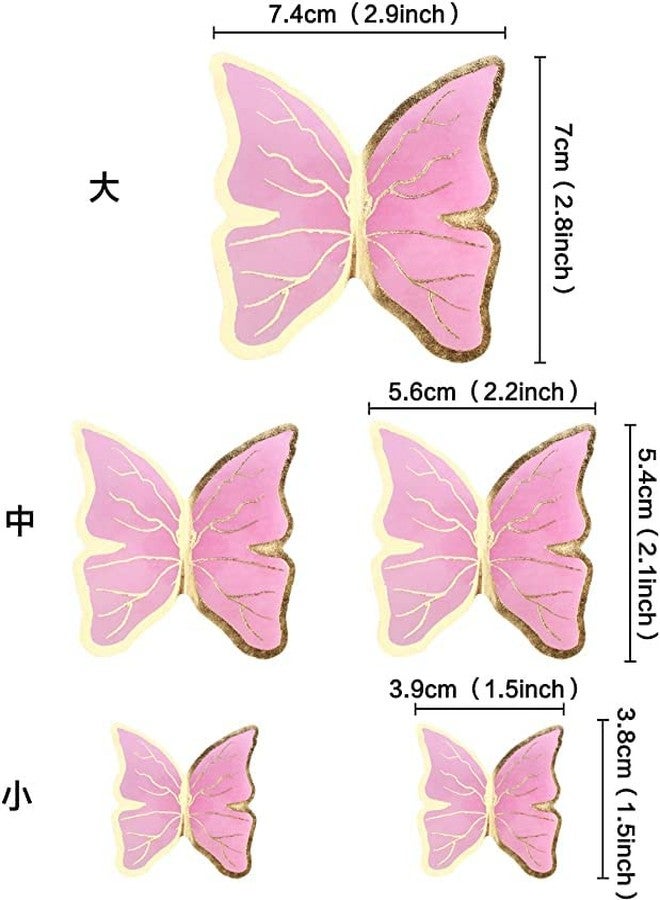 Selibration Cardboard Bronzing Butterfly Cake Topper (Pink) For Butterfly Party Ornaments, Wedding Party Baking Cake Topper, Kids Birthday Baby Shower Event And Party Supplies (Set Of 10pcs) - Image 2