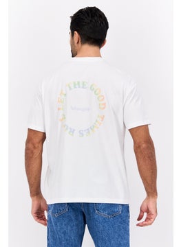 Wrangler Men Round Neck Short Sleeves Plain T-Shirt, White  - Image 3