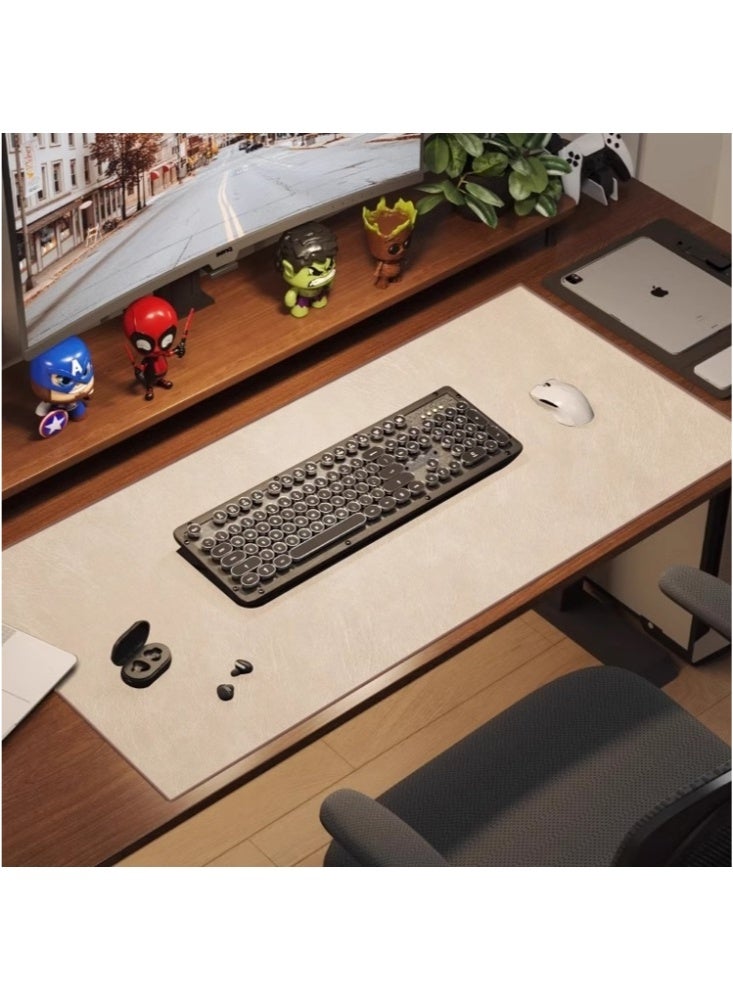 600×300×2mm Solid Color Leather Simple Style Desk Pad Protector Non-slip Pu Leather Desk Blotter Laptop Desk Pad Waterproof Desk Writing Pad for Office and Home Applicable Game Office Learning Beige 