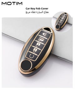 Motim Car Key Case Shell for Nissan, 5 Buttons Full Protection Fob Protector Shell, Soft TPU Key Fob Cover for Altima Armada Maxima Murano Pathfinder Rogue Infiniti 2017 to 2022 for Nissan, Black  - Image 2