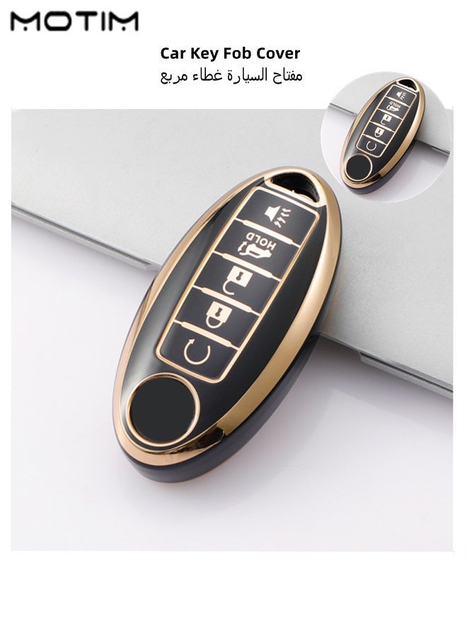 Motim - Car Key Fob Cover Key Case for Nissan, 5 Buttons Full Protection Fob Protector Shell, Soft TPU Key Fob Cover for Altima Armada Maxima Murano Pathfinder Rogue Infiniti 2017 to 2022 for Nissan, Black - Image 1