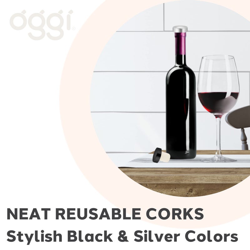 OGGI T-shaped Wine Corks, 2-pc Set, Reusable & Low Profile for Wine & Beer Bottles DIY Craft (Black, Silver) - Image 4