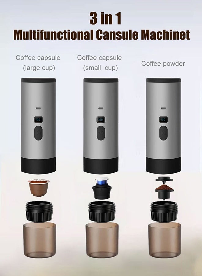 Noura 3-in-1 Portable Coffee Maker, Espresso Machine, Compatible with NS, DG Pods & Ground Coffee, for Car Camping, Hiking With Stand (grey) - Image 4