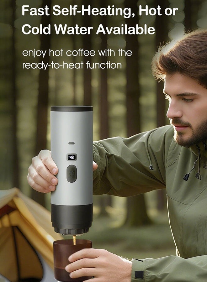 Noura 3-in-1 Portable Coffee Maker, Espresso Machine, Compatible with NS, DG Pods & Ground Coffee, for Car Camping, Hiking With Stand (grey) - Image 3