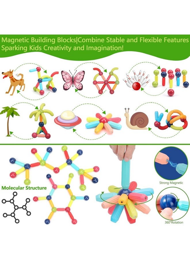 بلس بوينت مجموعة مكعبات بناء PLUSPOINT Stick Blocks بأشكال مختلفة، مجموعة تعليمية هندسية ثلاثية الأبعاد، مجموعة توصيل إبداعية متشابكة، لعبة STEM رائعة للأولاد والبنات (64 قطعة) - Image 3