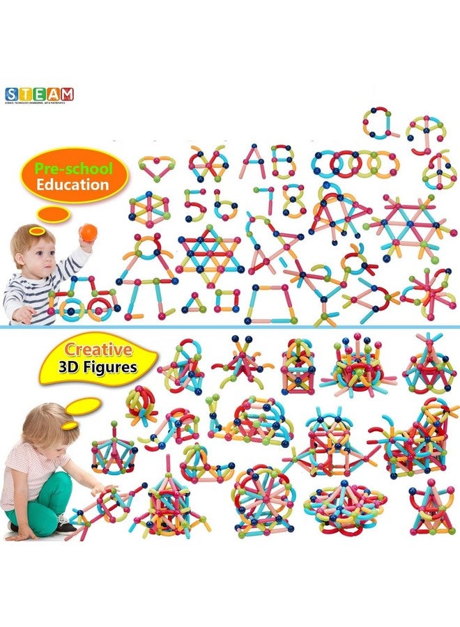 بلس بوينت مجموعة مكعبات بناء PLUSPOINT Stick Blocks بأشكال مختلفة، مجموعة تعليمية هندسية ثلاثية الأبعاد، مجموعة توصيل إبداعية متشابكة، لعبة STEM رائعة للأولاد والبنات (64 قطعة) - Image 5