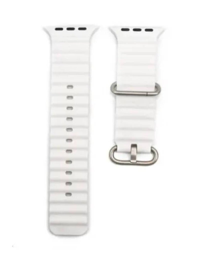 GENNEXT - Ocean Silicone Rubber Watch Band Strap For Apple Watch Ultra 49mm/45mm/44mm/42mm Ocean Dual Colored White/Black - Image 1