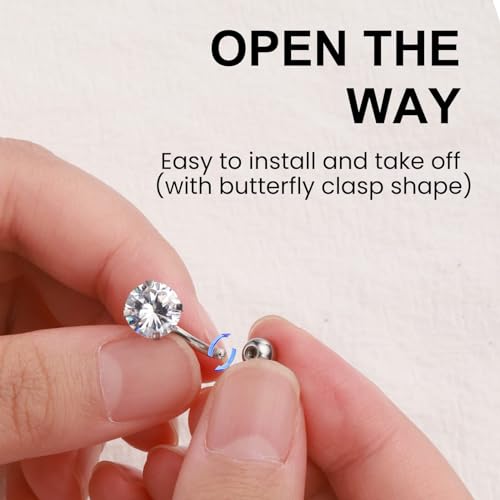 Wssxc 14G Hypoallergenic Surgical Steel Belly Button Ring Cubic Zirconia Belly Button Barbs Body Piercing Set 7Pcs - Image 4