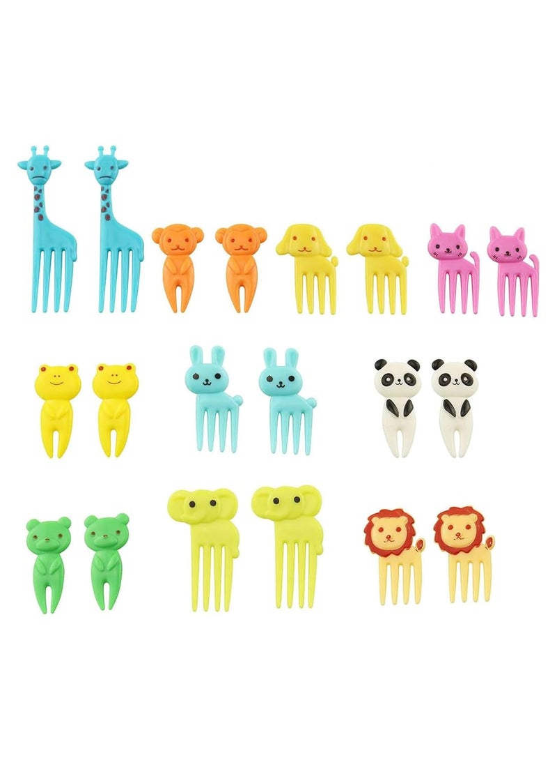 Generic Kids Animal Cartoon Food Picks Forks – 20 Pcs Colorful Mini Forks for Fruits, Snacks, and Lunch Box – Safe, Reusable, and Lightweight - Image 1