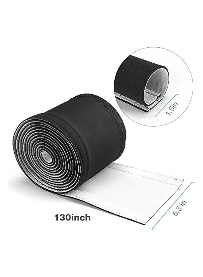 JOTO 10.83ft Cable Management Sleeve, Cuttable Neoprene Cord Management Organizer System, Flexible Cable Wrap Cover Wire Hider for Desk TV Computer Office Home Theater -Reversible Black/White, Large - Image 2