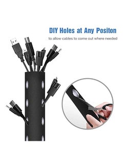 JOTO 10.83ft Cable Management Sleeve, Cuttable Neoprene Cord Management Organizer System, Flexible Cable Wrap Cover Wire Hider for Desk TV Computer Office Home Theater -Reversible Black/White, Large  - Image 4