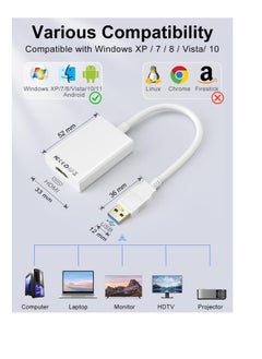 Generic USB 3.0 to HDMI Adapter, HD 1080P Video Audio Graphics Multi Monitor USB 3.0/2.0 to HDMI Mirroring/Expansion Converter Cable for PC/HDTV/Projector, Compatible with Windows XP/7/8/8.1/10/11/Android  - Image 3