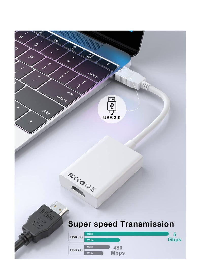 Generic - USB 3.0 to HDMI Adapter, HD 1080P Video Audio Graphics Multi Monitor USB 3.0/2.0 to HDMI Mirroring/Expansion Converter Cable for PC/HDTV/Projector, Compatible with Windows XP/7/8/8.1/10/11/Android - Image 1