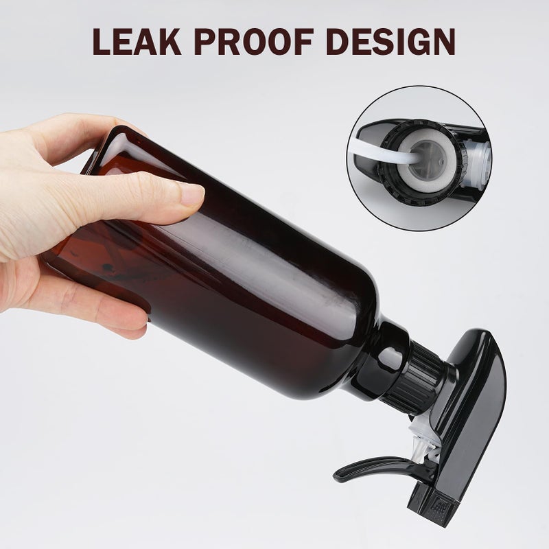 Hethyo Plastic Spray Bottles Empty Spray Bottle 16.9oz/500ml 2 Pack Heavy Duty Spraying Bottles Mist/Stream Water Bottle for Cleaning Solutions, Essential Oils, Hair (Amber) - Image 4