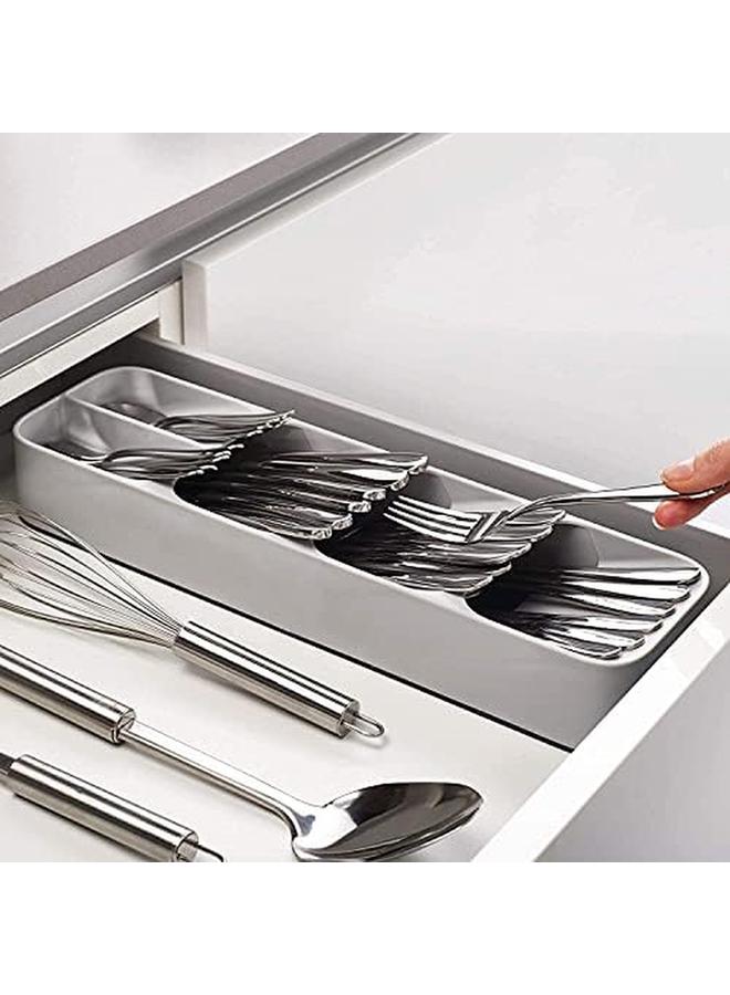 إي سي في في صينية تنظيم درج المطبخ من Drawerstore لحامل أدوات المائدة وأدوات المائدة الفضية وصينية أدوات المائدة باللون الرمادي - Image 3