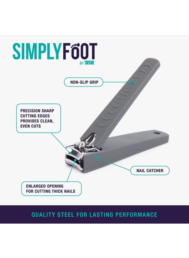Trim Simply Foot Toenail Clippers Quality Steel Blades Enlarged Opening Nail Clippers For Thick Nails With Catcher Base Easy To Use Foot Care Tool Ideal For Men And Women Gray - Image 2