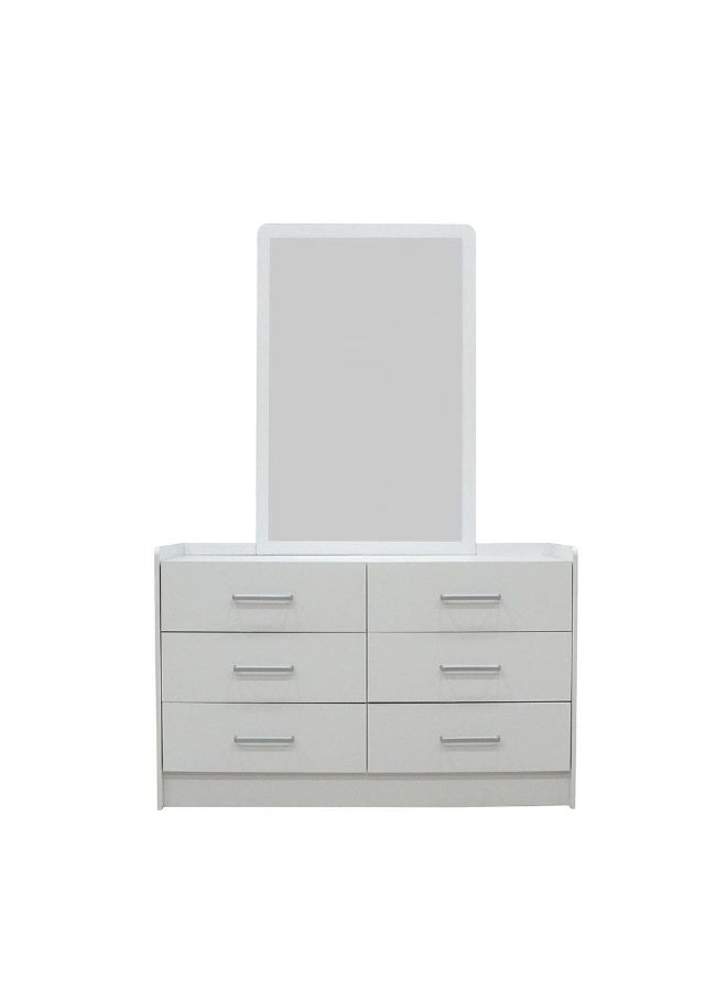 DANUBE HOME Supreme 6 Drawers Master Dresser With Mirror Dressers Organizer For Bed Room Living Room Closet Hallway Nursery -White - Image 2