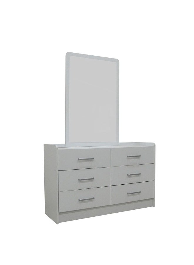 DANUBE HOME Supreme 6 Drawers Master Dresser With Mirror Dressers Organizer For Bed Room Living Room Closet Hallway Nursery -White - Image 3