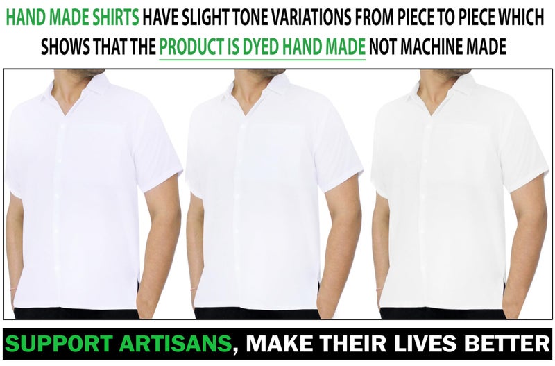 LA LEELA Men's Short Sleeve Button Down Solid Shirt Casual Camp Shirts Summer Beach Business Vacation Work Shirt Tees with Pocket L White Plain - Image 2