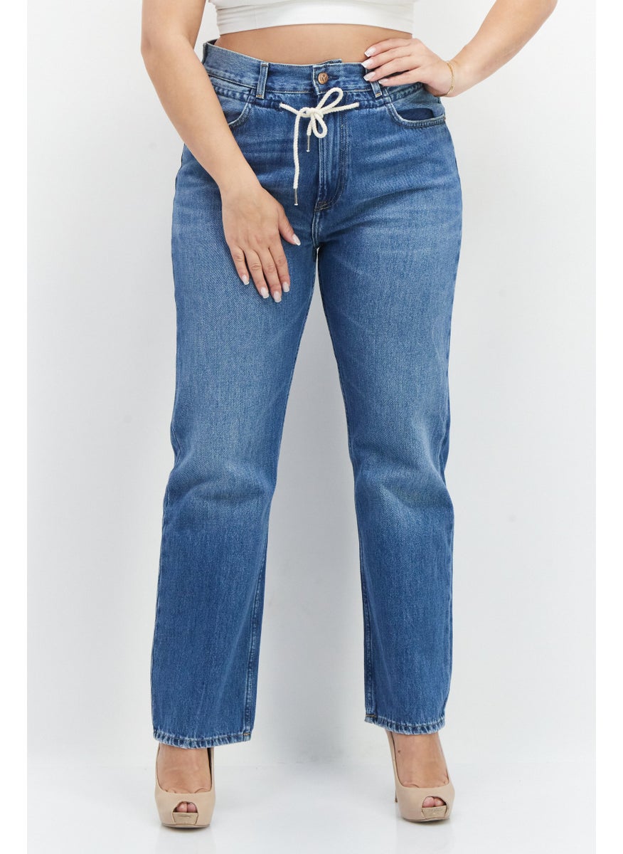 Pepe Jeans Women Straight Fit Solid Stretchable Denim Jeans, Blue  - Image 1