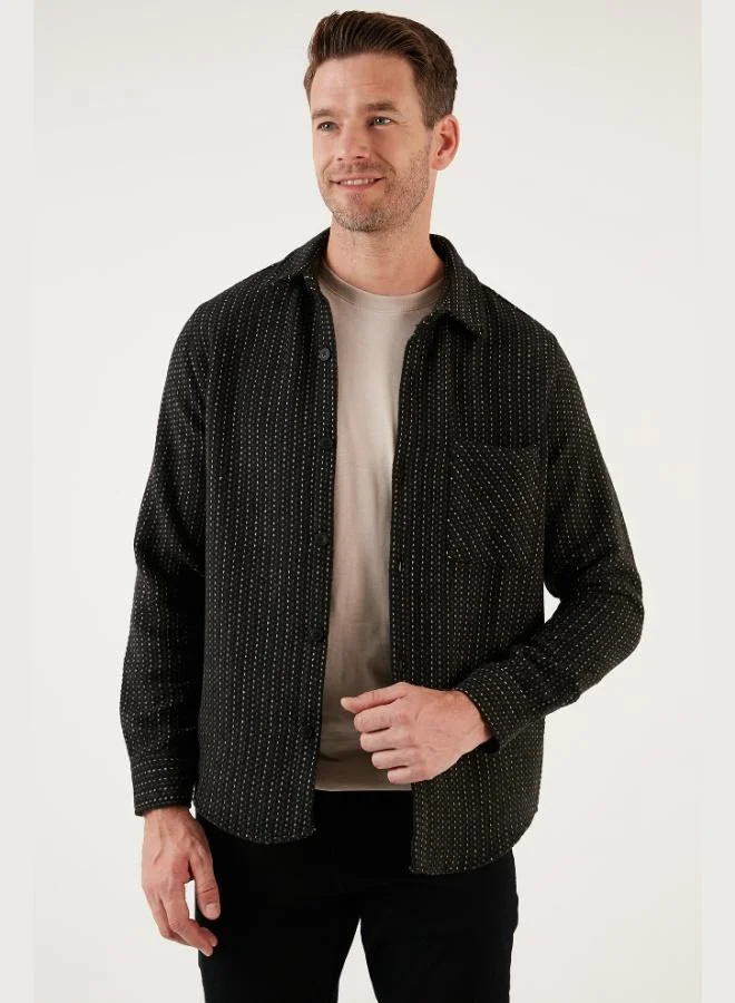 Buratti  Buratti Patterned Pocketed Regular Fit Long Sleeve Winter Shirt for Men SHIRT CF24W127187 for Men | Best Price UAE