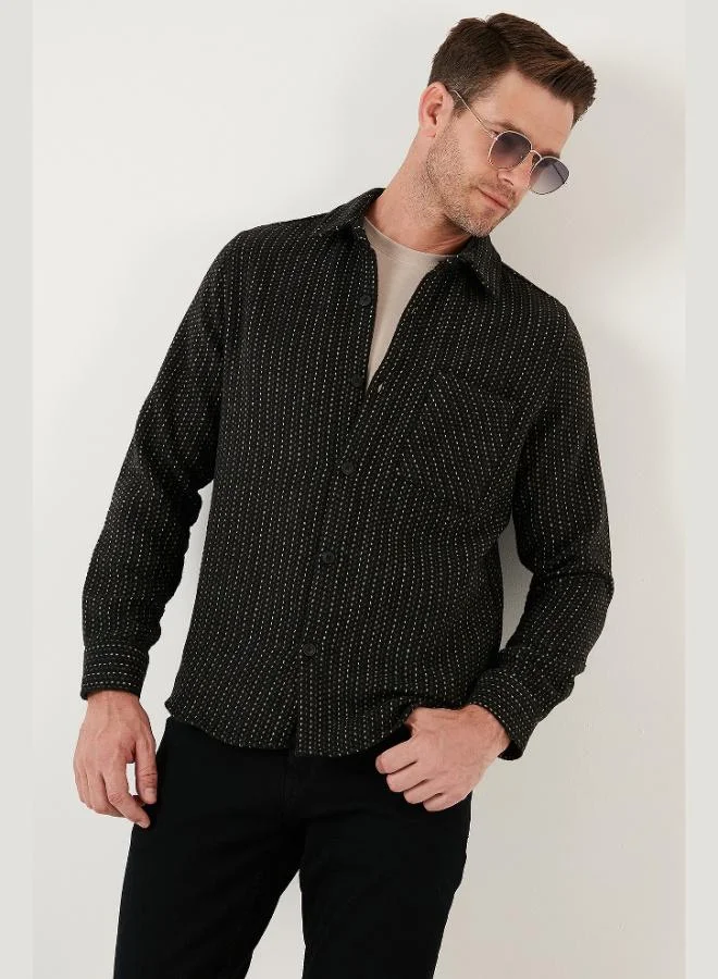 Buratti Patterned Pocketed Regular Fit Long Sleeve Winter Shirt for Men SHIRT CF24W127187