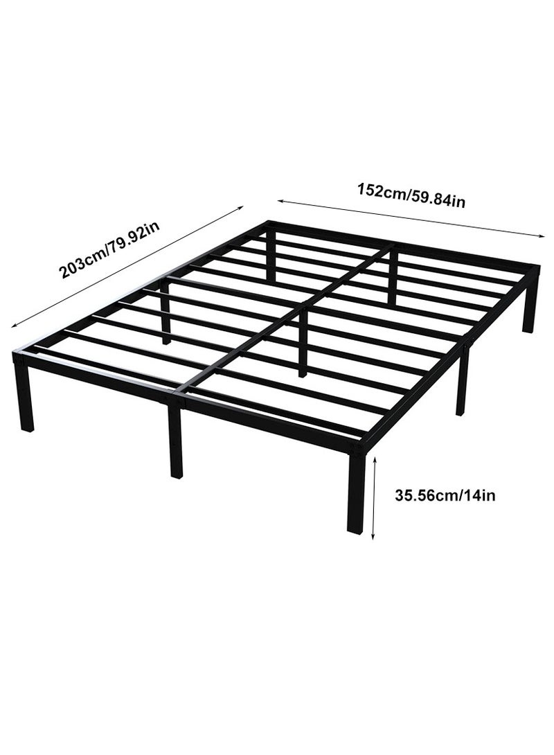 شو وو إطار سرير معدني مقاس كوين بارتفاع 203 × 152 سم مع مساحة تخزين، لا حاجة إلى زنبرك صندوقي مع دعم شرائح فولاذية قوية، قاعدة مرتبة متينة شديدة التحمل، سهلة التركيب، لون أسود لغرفة النوم - Image 2