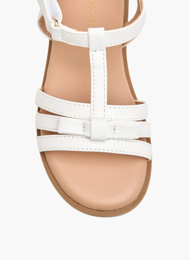 Flora Bella By Shoexpress Bow Accent Sandals with Hook and Loop Closure