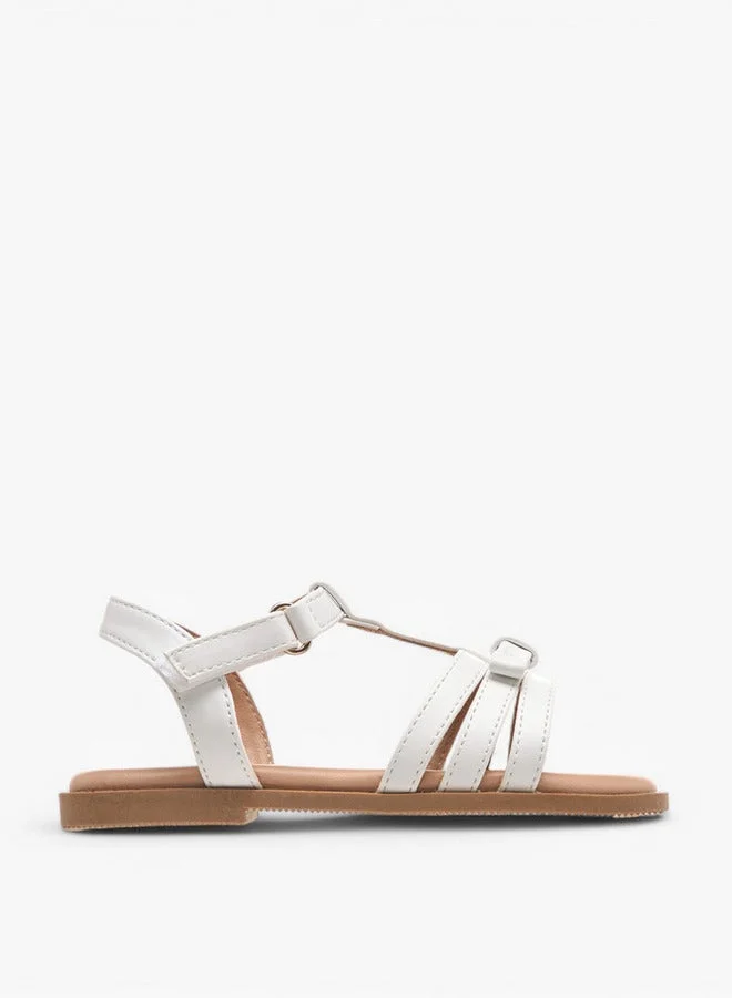 Bow Accent Sandals with Hook and Loop Closure