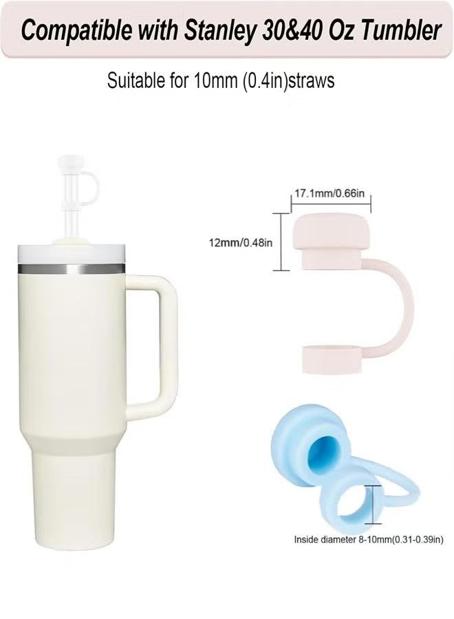 واي جيه غطاء قش كأس ستانلي ، غطاء قش سيليكون مكون من 5 قطع ، متوافق مع زجاج كأس ستانلي 30 و 40 أوقية 10 مم غطاء رأس قش مقاوم للغبار قابل لإعادة الاستخدام بنفسجي ، وردي ، أخضر ، أبيض ، أزرق - Image 3
