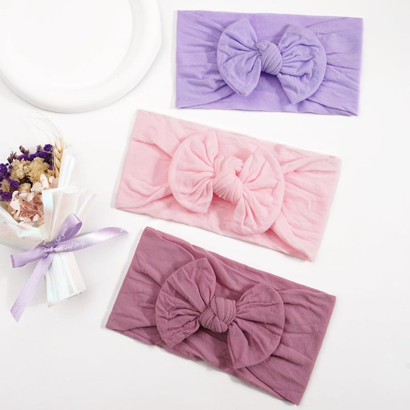 JOYOYO 3-Pack Soft Wide Turban Baby Headbands - Image 3