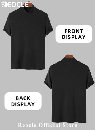 Men's T Shirt Short Sleeve Basic Turtleneck Slim Fit Undershirt Pullover Solid Tops Thin Lightweight Tees Sport Shirt - view 4