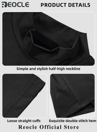 Men's T Shirt Short Sleeve Basic Turtleneck Slim Fit Undershirt Pullover Solid Tops Thin Lightweight Tees Sport Shirt - view 5