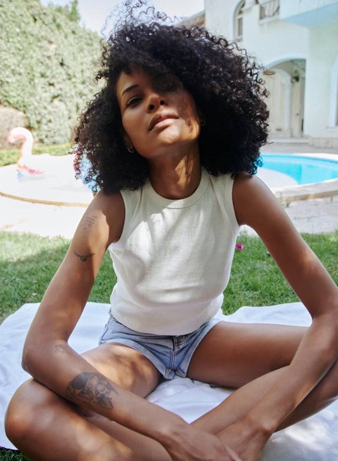 Essentials, Basic crop top for women plain white - Image 2