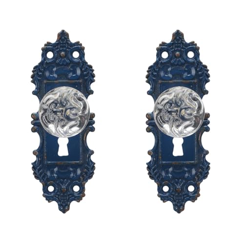 SOFFEE DESIGN 2pcs Vintage Cabinet Dresser Drawer Pulls, Distressed Closet Handles with Clear Resin Knob, Door Knobs for Cupboard, Kitchen Furniture - Blue - Image 5