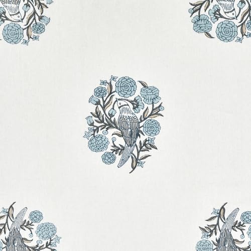 DE CAMA Since 1997 | 100% Cotton 300 TC Premium King Size Bedsheet for Double Bed (90 x 108 Inch) with 2 Pillow Covers Set (17 x 27 Inch) Designer Printed Bedsheet Set - Birds of Wings Blue - Image 3