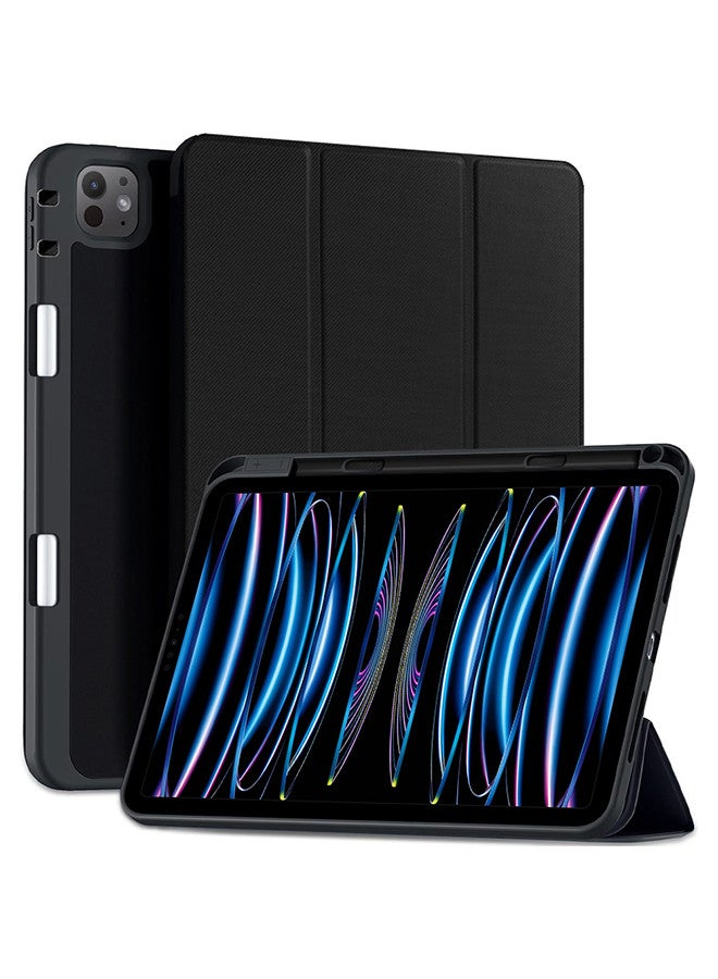 MARGOUN Case for iPad Air 11-inch M4/M3/M2 (2026/2025/2024), iPad Air 5/4 (2022/2020 5th/4th Generation 10.9-inch) with Pencil Holder, Slim Tablet Cover with Soft TPU Back, Auto Wake/Sleep - Black