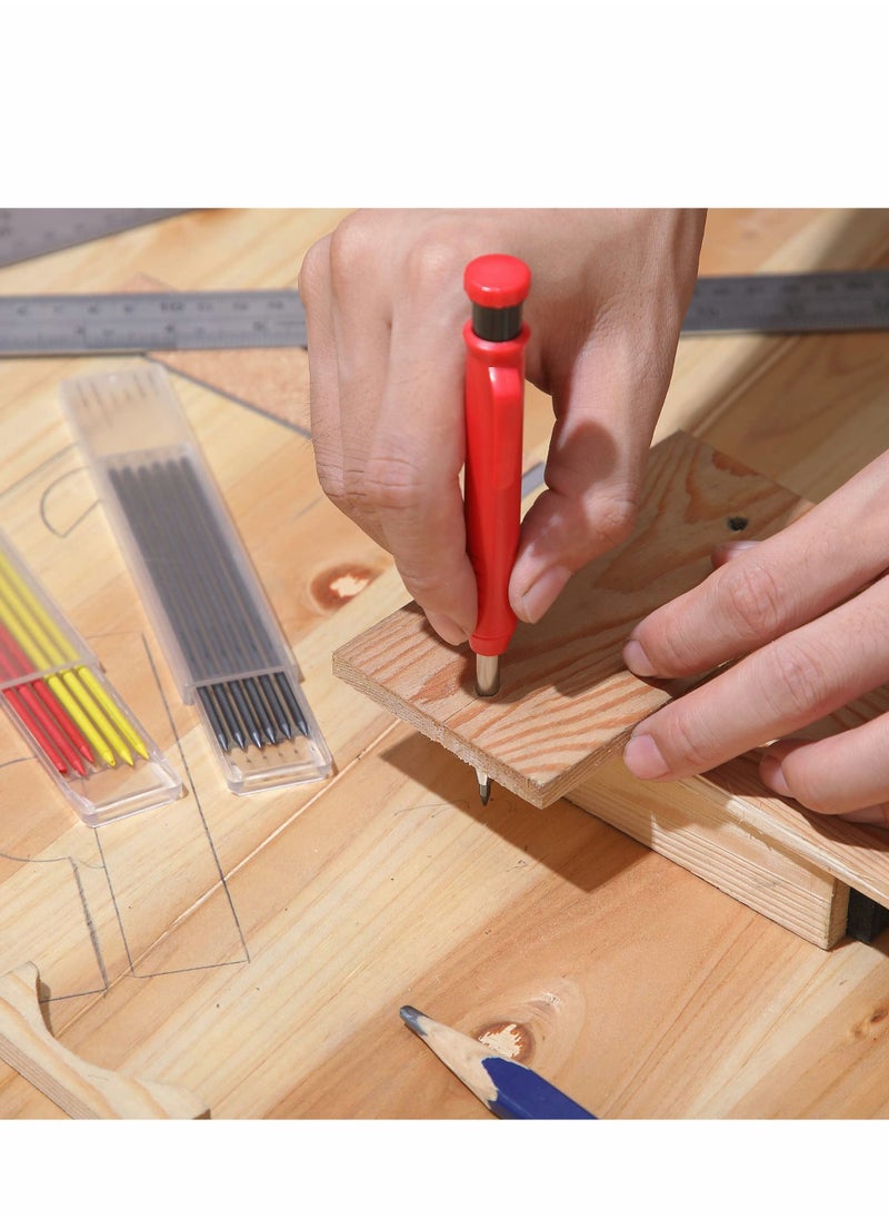 Y&D - Mechanical Carpenter Pencils 1 Pcs Pencil + 12 Refill Leads Built-In Sharpener Marker Marking Tool for Scriber Construction Woodworking Tools (1 Set) - Image 1