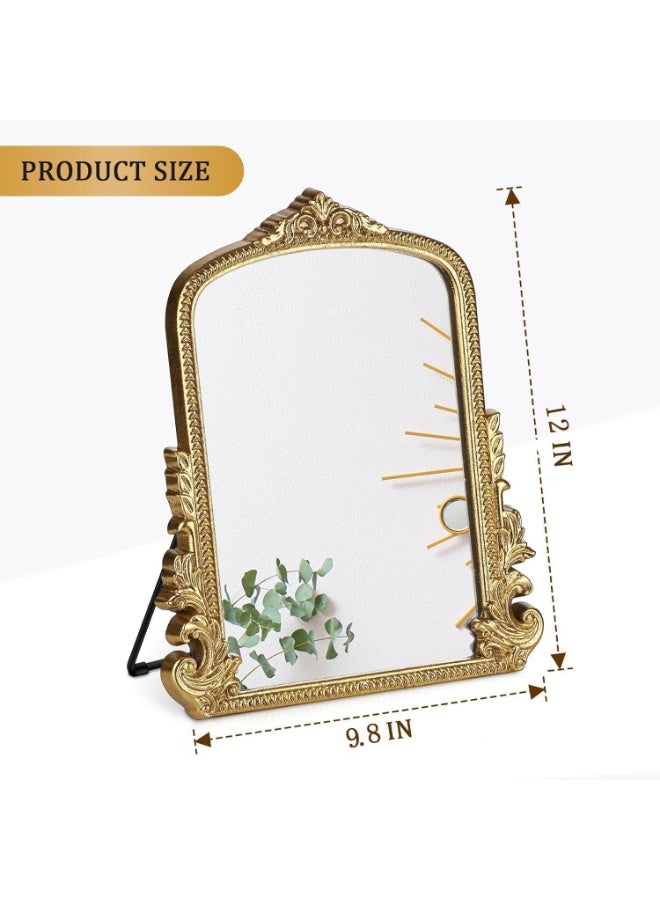 Vintage Vanity Mirror with Gold Frame, Vanity Desk Mirror Antique Traditional Tabletop Mirror, Standing, Hang or Wall Mounted, Adjustable Dress-up Mirror, Gold Decor Mirror for Living Room,Bedroom - Image 4