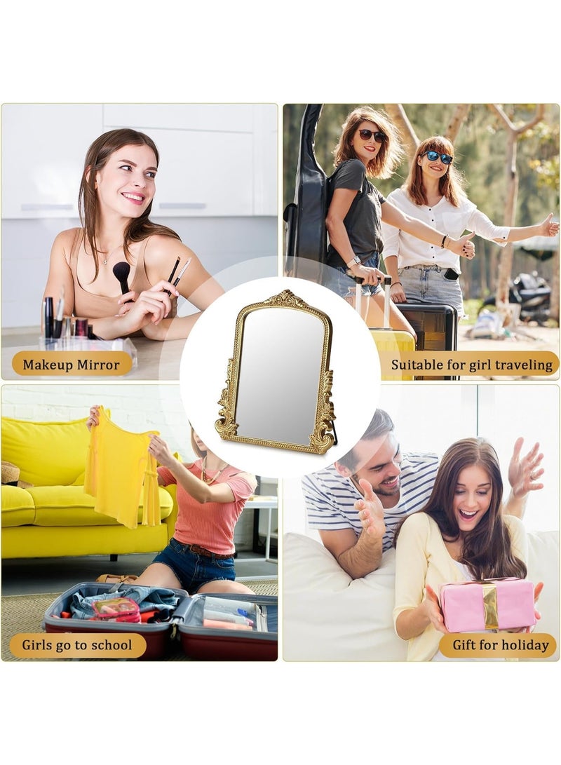 Vintage Vanity Mirror with Gold Frame, Vanity Desk Mirror Antique Traditional Tabletop Mirror, Standing, Hang or Wall Mounted, Adjustable Dress-up Mirror, Gold Decor Mirror for Living Room,Bedroom - Image 5