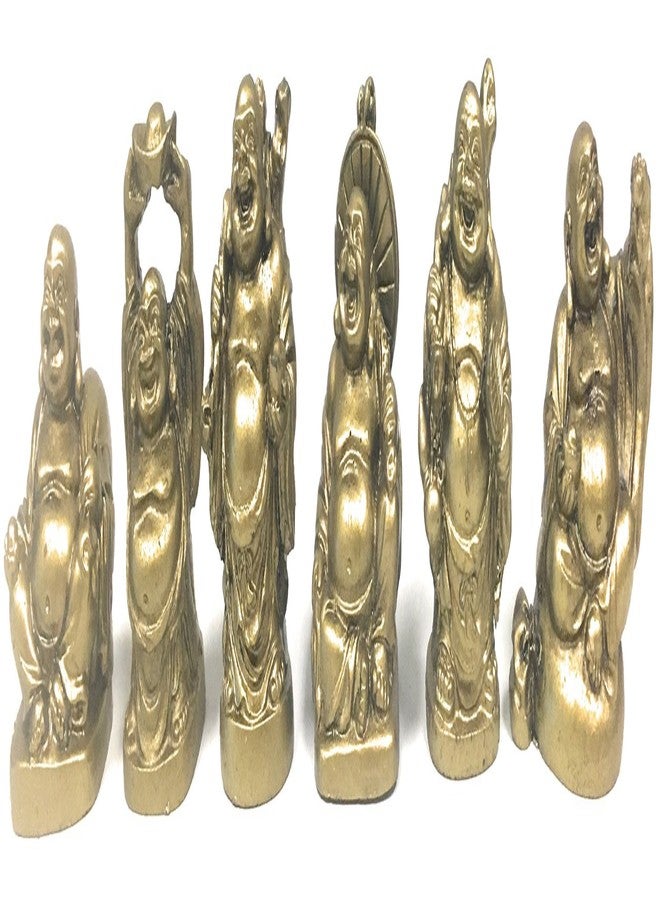 أملونج كريستال تمثال بوذا الضاحك من الكريستال من أملونج، مقاس 2 بوصة، مجموعة من 6 قطع، ذهبي - Image 5