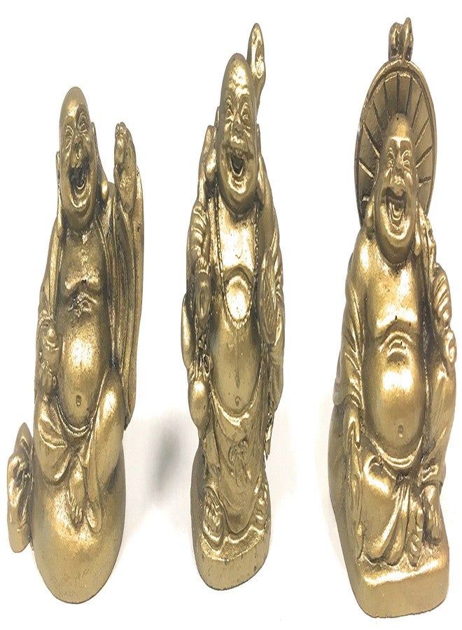 أملونج كريستال تمثال بوذا الضاحك من الكريستال من أملونج، مقاس 2 بوصة، مجموعة من 6 قطع، ذهبي - Image 2