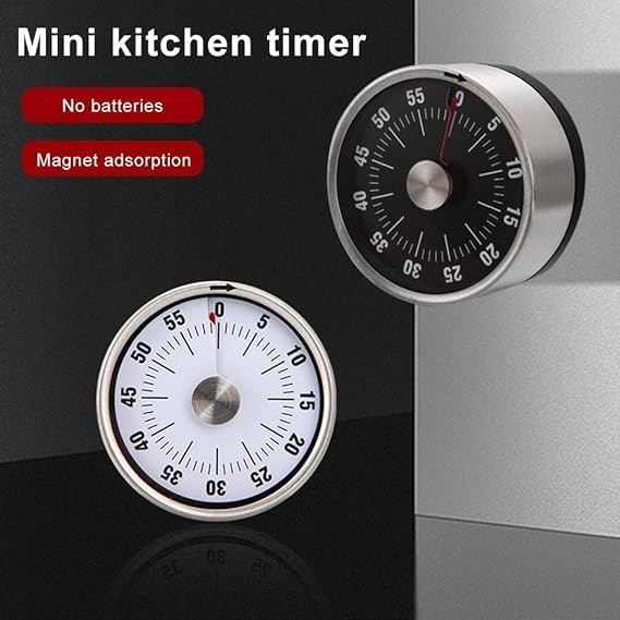 JAMBUVANTI Kitchen Timer 60min Countdown Mechanical Timer No Battery Needed Stainless Steel Countdown Timer for School Classroom Teaching Cooking Office StopWatch Type Analog Magnetic Base Cooking Timer - Image 3
