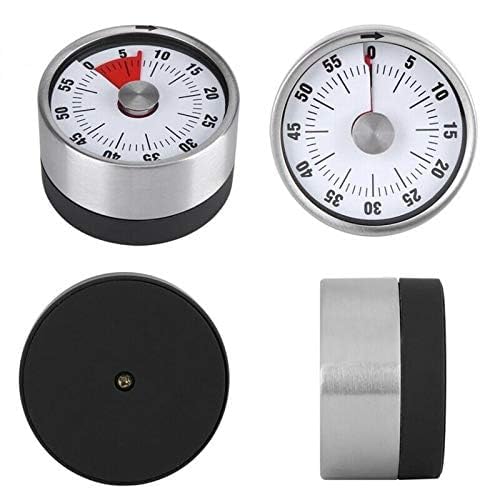 JAMBUVANTI Kitchen Timer 60min Countdown Mechanical Timer No Battery Needed Stainless Steel Countdown Timer for School Classroom Teaching Cooking Office StopWatch Type Analog Magnetic Base Cooking Timer - Image 4