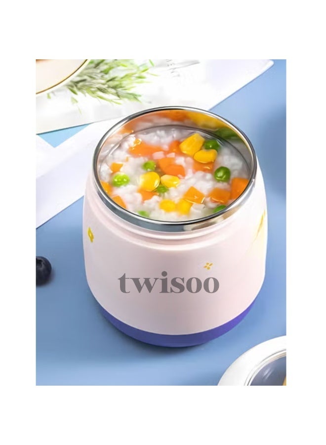 Twisoo Insulated Food Container for Kids Adult - Stainless Steel Vacuum Insulated Kids Food Jar, with Folding Spoon, Leak Proof, Portable Food Bowl 450ml (Pink) - Image 5