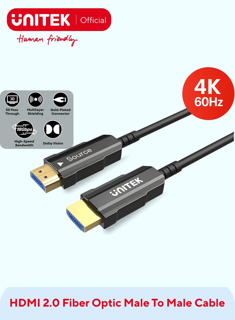 UNITEK كابل ألياف بصرية HDMI من يونيتيك 4K 60Hz - Image 1