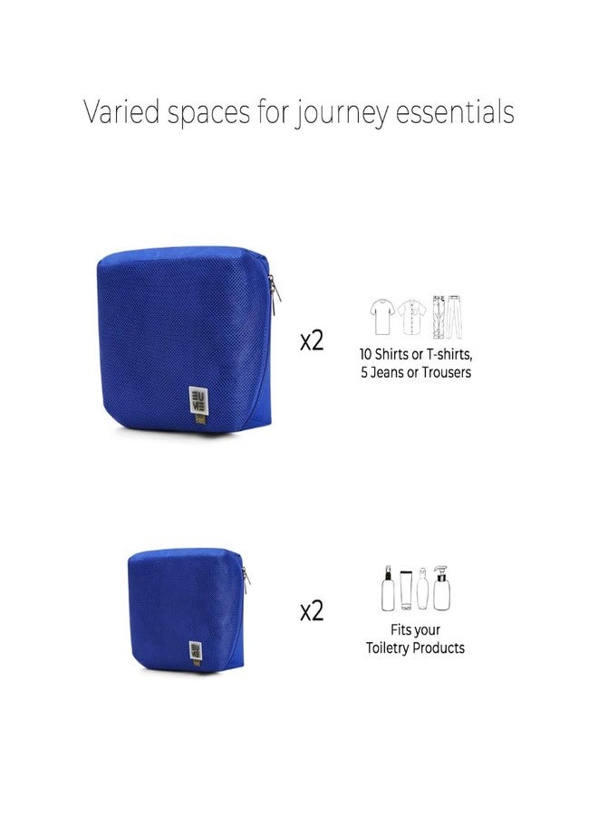 EUME Set of 4 Storage Pods - Travel Organiser Pouch| Durable Fits Into Pocket Cloth Organizer for Storage | Shoe Bag, Toiletry Bag for Men & Women | Spacious Organiser Bags for Clothes | Royal Blue - Image 3