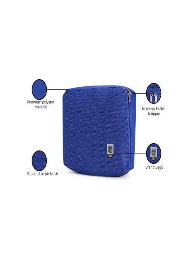 EUME Set of 4 Storage Pods - Travel Organiser Pouch| Durable Fits Into Pocket Cloth Organizer for Storage | Shoe Bag, Toiletry Bag for Men & Women | Spacious Organiser Bags for Clothes | Royal Blue - Image 4