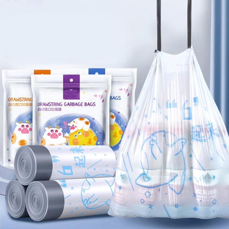 SHOWERORO Drawstring Refuse Bags 69pcs 50x55cm Thickened Portable Garbage Bags for Kitchen and Household Waste Disposal - Image 5