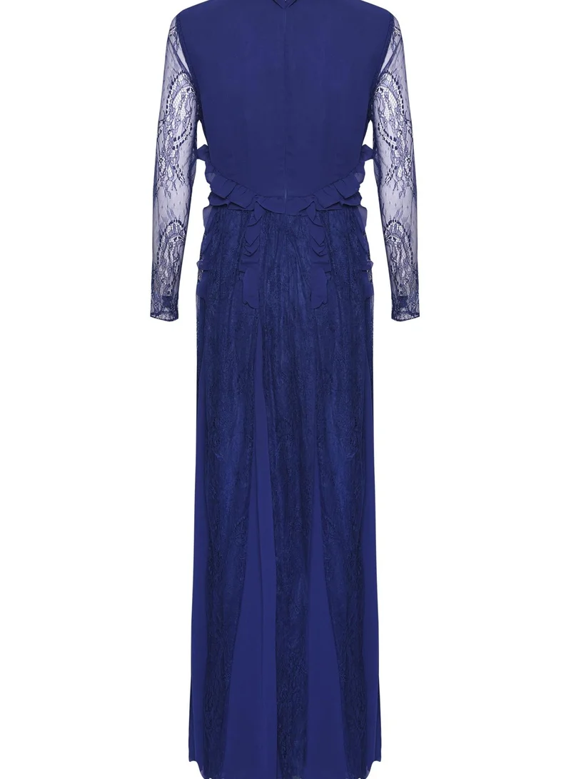 True Decadence Midnight Blue Long Sleeve Lace Dress